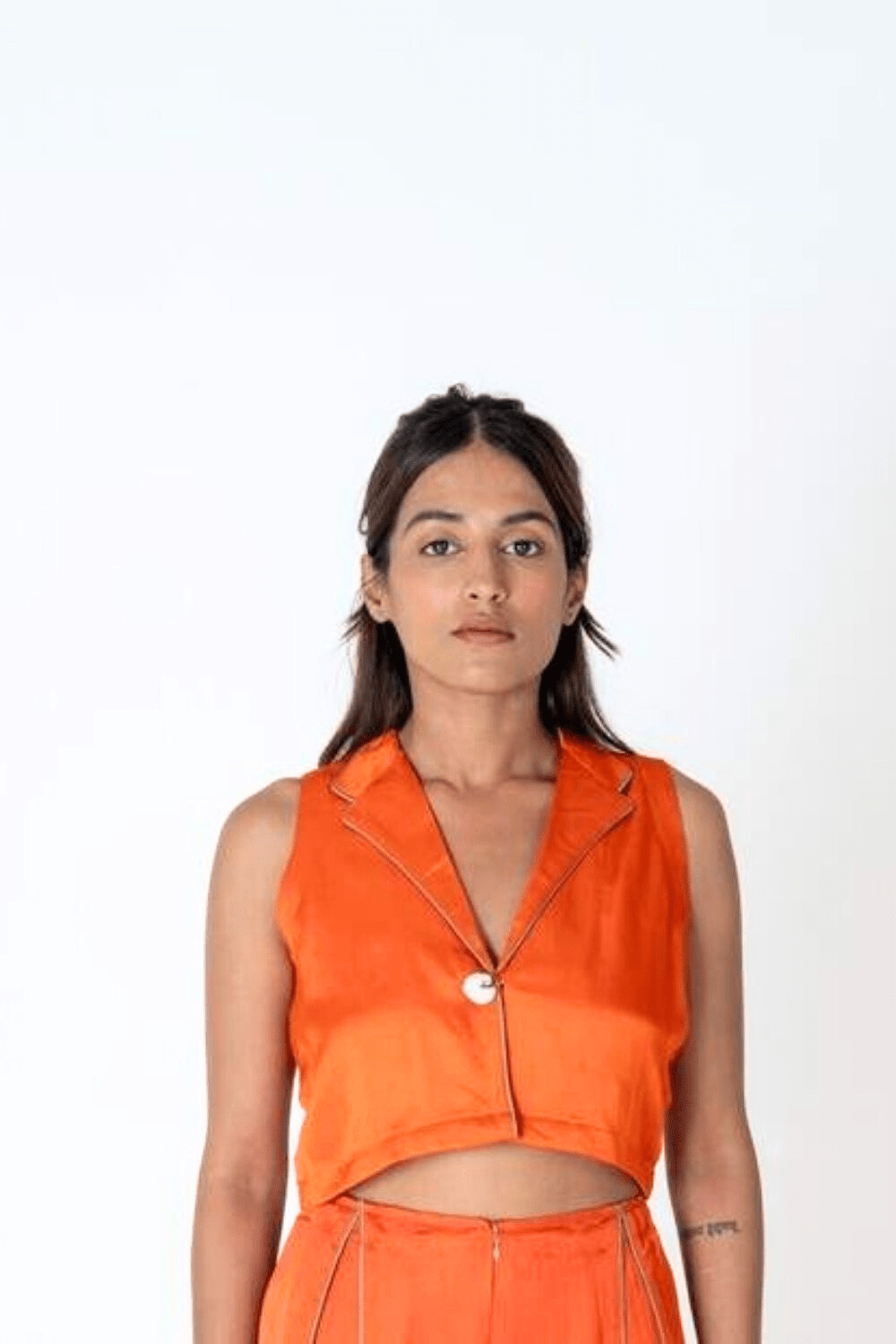 Orange Sleeveless Waistcoat Top