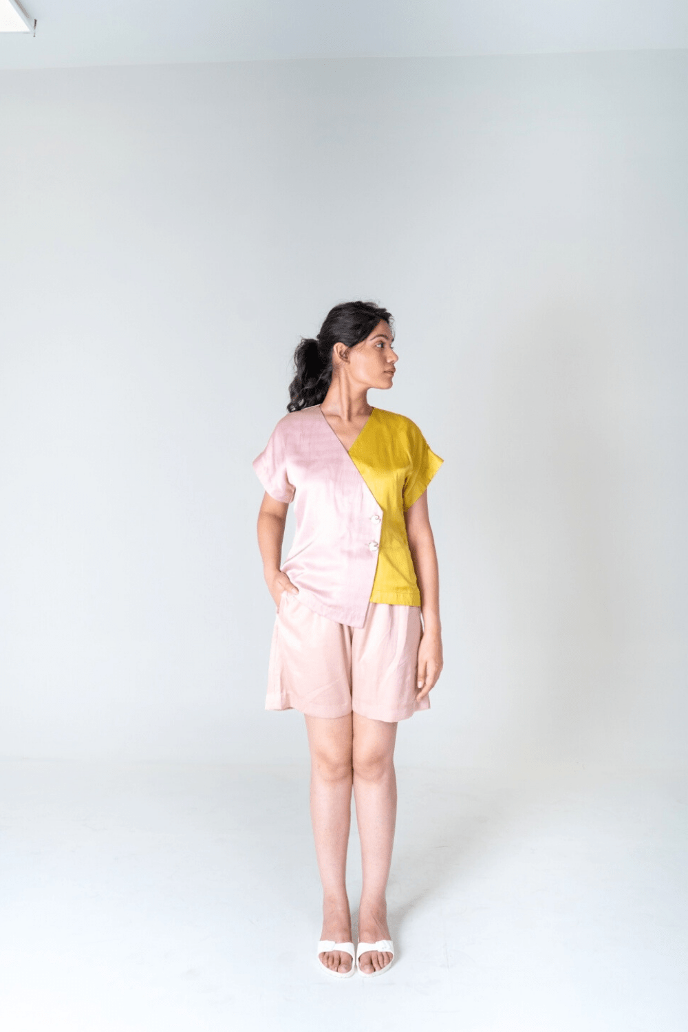 Pink-Yellow Short Co-ord Set