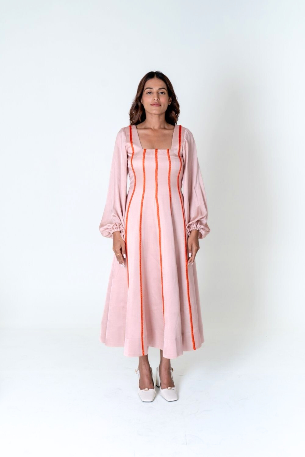 Pink Maxi Dress- Orange Braids