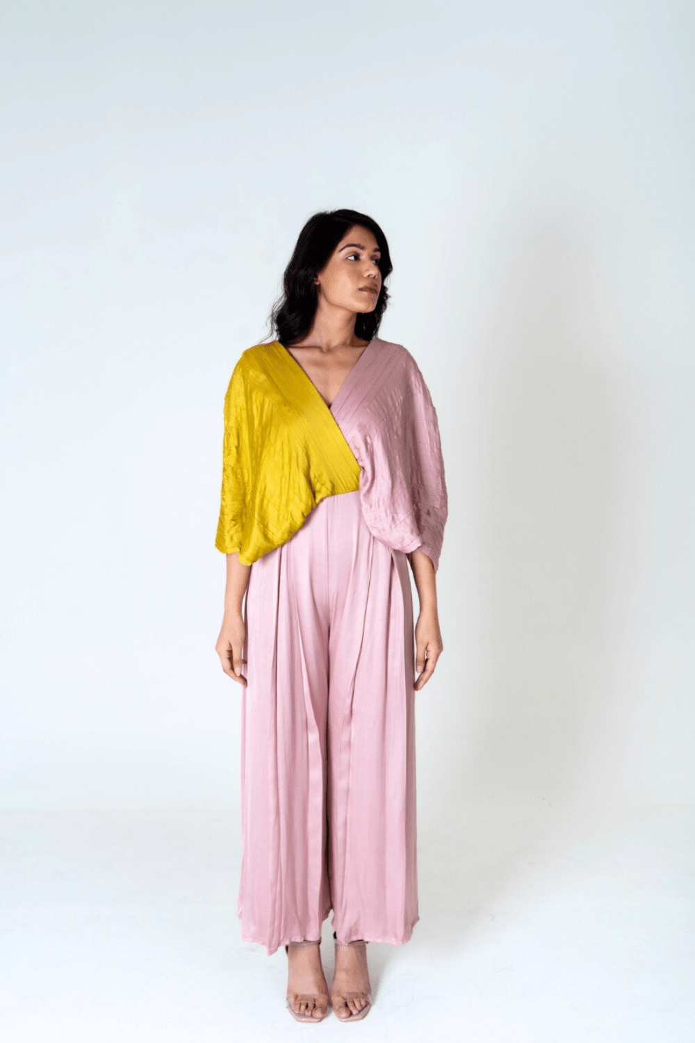 Pink-Yellow Color-Blocked Jumpsuit